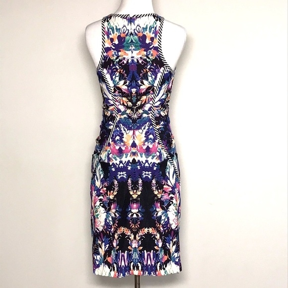 Nicole Miller Artelier Women’s Multi Colored Ruched Sheath Midi Dress Size 2 - Picture 7 of 7